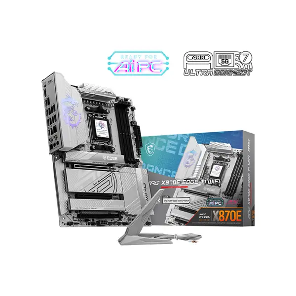 MSI MPG X870E EDGE TI WIFI ATX Gaming Motherboard, AMD X870E Chipset, AM5 Socket, DDR5 Memory Support, PCIe 5.0 Expansion, WiFi 7 Premium Gaming Platform