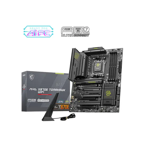 MSI MAG X870E TOMAHAWK WIFI ATX Gaming Motherboard, AMD X870E Chipset, AM5 Socket, DDR5 Memory Support, PCIe 5.0 Expansion, WiFi 7 Performance Gaming Platform