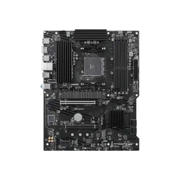 MSI PRO B550-S AMD B550 ATX Motherboard, AM4 Socket, Ryzen 5000 Series Support, 4x DDR4 Up to 128GB 4800+ MT/s OC, PCIe 4.0 x16, Dual M.2, USB 10Gbps Type-C, HDMI & Gigabit LAN