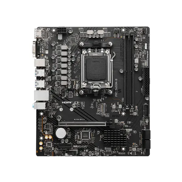 MSI PRO B650M-B Micro-ATX Motherboard, AMD B650 Chipset, AM5 Socket, Ryzen 9000 / 8000 / 7000 Support, DDR5 up to 6800+ MT/s OC, PCIe 4.0 x16, Gen4 x4 M.2, 2.5G LAN, HDMI 2.1, EZ Debug LED