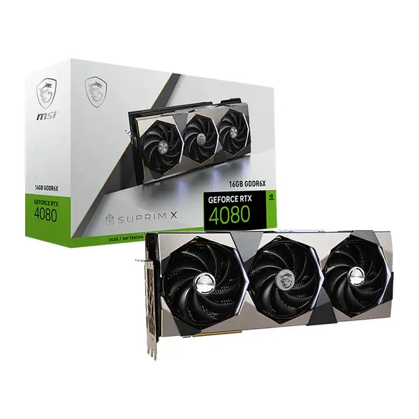 MSI GeForce RTX 4080 16GB SUPRIM X Graphics Card, 16GB GDDR6X Memory, PCIe 4.0 Interface, Triple-Fan SUPRIM Cooling System, HDMI 2.1a and DisplayPort 1.4a Connectivity, Factory Overclocked Premium Gaming GPU