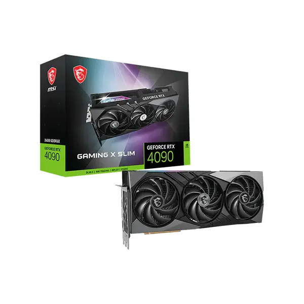 MSI GeForce RTX 4090 GAMING X SLIM 24G 24GB GDDR6X Graphics Card, Triple Fan Cooling, PCIe 4.0, HDMI 2.1a, DisplayPort 1.4a