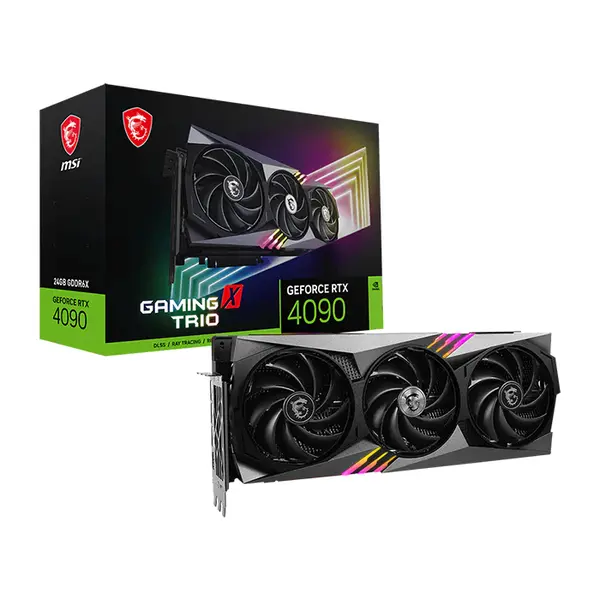 MSI GeForce RTX 4090 GAMING X TRIO 24G 24GB GDDR6X Graphics Card, Triple Fan Cooling, PCIe 4.0, HDMI 2.1a, DisplayPort 1.4a