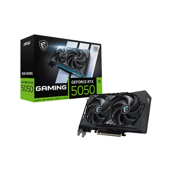 MSI GeForce RTX 5050 8G GAMING OC Graphics Card, 8GB GDDR6 Memory, PCIe 5.0 Interface, TWIN FROZR Cooling System, HDMI 2.1b and DisplayPort 2.1b Connectivity, Factory Overclocked Gaming GPU