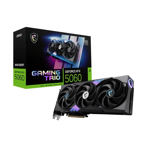 MSI GeForce RTX 5060 8G GAMING TRIO OC 8GB GDDR7 Graphics Card, Triple Fan Cooling, PCIe 5.0, HDMI 2.1b, DisplayPort 2.1b