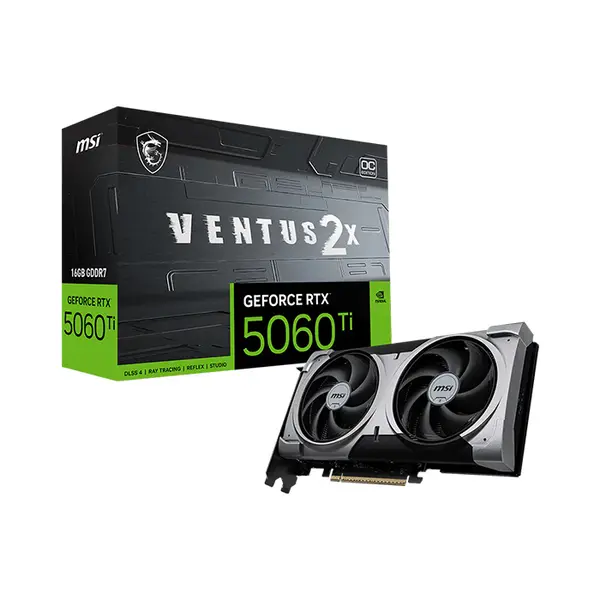 MSI GeForce RTX 5060 Ti 16G VENTUS 2X OC PLUS 16GB GDDR7 Graphics Card, Dual Fan Cooling, PCIe 5.0, HDMI 2.1b, DisplayPort 2.1b