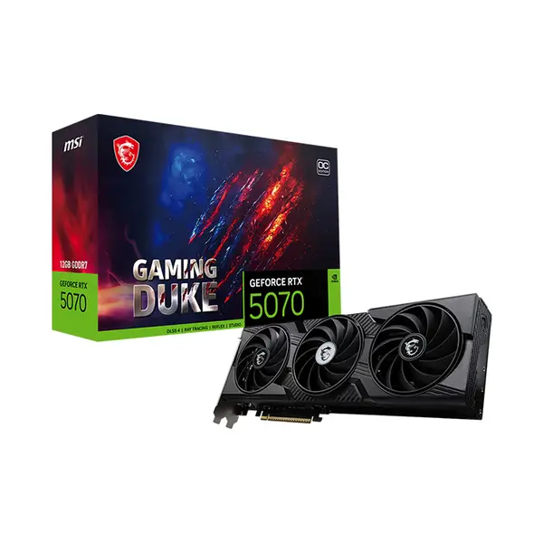 MSI GeForce RTX 5070 12G GAMING DUKE 3X OC 12GB GDDR7 Graphics Card, Triple Fan Cooling, PCIe 5.0, HDMI 2.1b, DisplayPort 2.1b