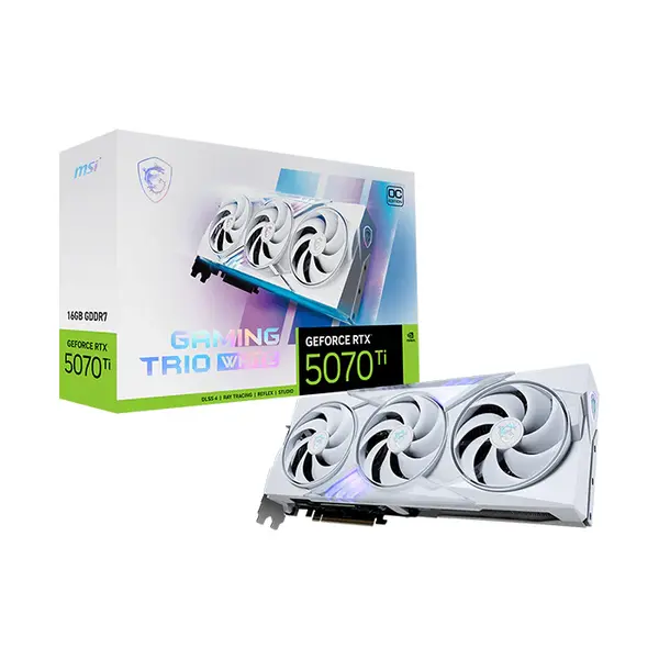 MSI GeForce RTX 5070 Ti 16G GAMING TRIO OC WHITE 16GB GDDR7 Graphics Card, Triple Fan Cooling, PCIe 5.0, HDMI 2.1b, DisplayPort 2.1b