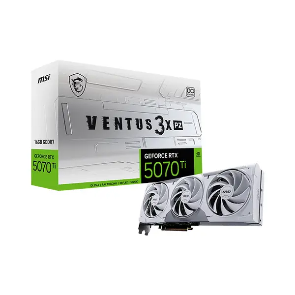 MSI GeForce RTX 5070 Ti 16G VENTUS 3X PZ OC 16GB GDDR7 Graphics Card, Triple Fan Cooling, PCIe 5.0, HDMI 2.1b, DisplayPort 2.1b