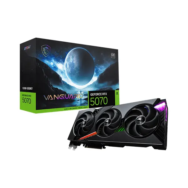 MSI GeForce RTX 5070 12G VANGUARD OC 12GB GDDR7 Graphics Card, Hyper Frozr Cooling, PCIe 5.0, HDMI 2.1b, DisplayPort 2.1b
