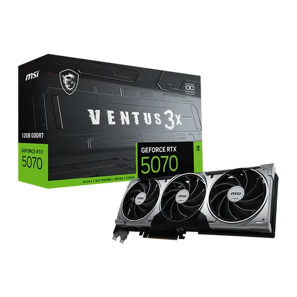 MSI GeForce RTX 5070 12G VENTUS 3X OC 12GB GDDR7 Graphics Card, Triple Fan Cooling, PCIe 5.0, HDMI 2.1b, DisplayPort 2.1b