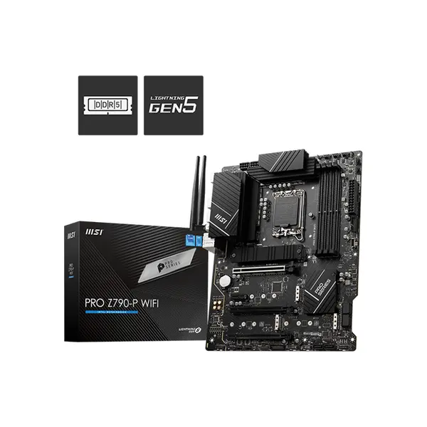 MSI PRO Z790-P WiFi ATX Motherboard, Intel LGA1700 Socket, PCIe 5.0 Expansion, WiFi 6E Connectivity, DDR5 Memory Support, Intel Core 14th Gen Ready Platform