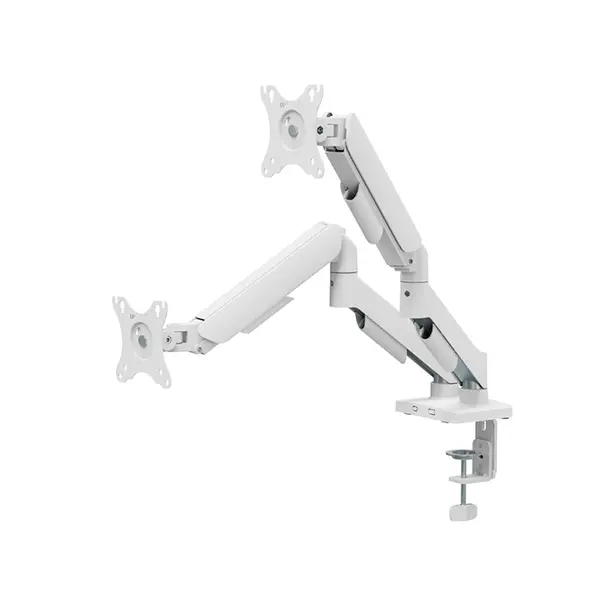 MXG EMA-24W Dual Monitor Arm Mount White Edition, Mechanical Spring Adjustment Design, Adjustable Dual Display Support, Ergonomic Multi-Monitor Positioning System, Desk Mount Solution
