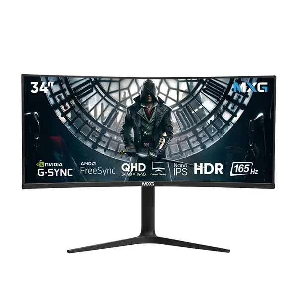 MXG G34WIC-65 34-Inch Curved Ultrawide Gaming Monitor, 3440×1440 UWQHD Resolution, 165Hz Refresh Rate, Nano IPS Panel Technology, 10-Bit Color Depth, High-Performance Immersive Gaming Display