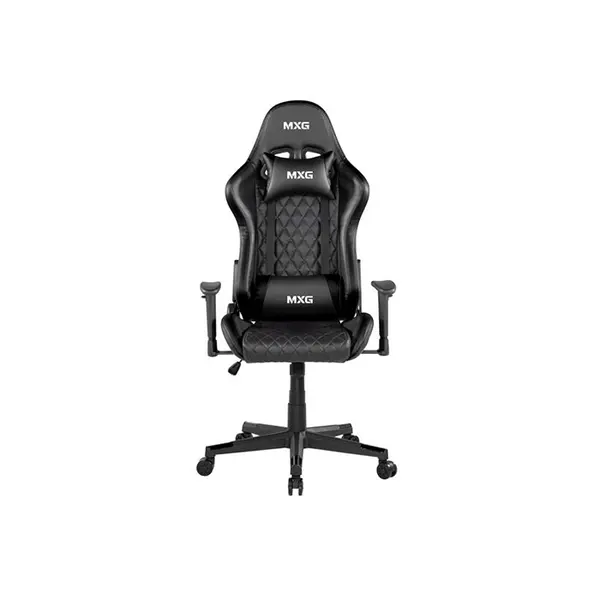 MXG GCH-01 Diamond Quilted PU Gaming Chair Full Black Edition, Premium PU Leather Upholstery, Adjustable Headrest Cushion, Lumbar Support System, Ergonomic Gaming Seating Solution