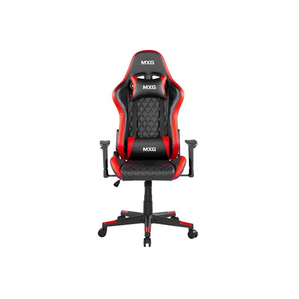 MXG GCH-01 Diamond Quilted PU Gaming Chair Red Black Edition, Premium PU Leather Upholstery, Adjustable Headrest Cushion, Lumbar Support System, Ergonomic Gaming Seating Solution