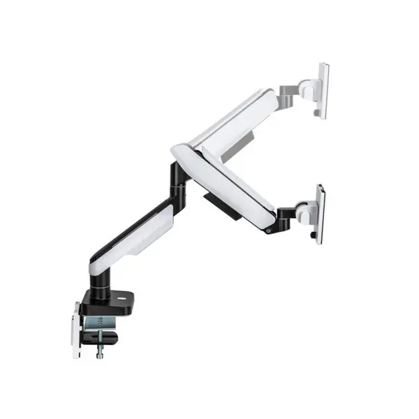 MXG HMA-12R Heavy Duty RGB Monitor Arm Matte White Edition, Support for Displays up to 49 Inches, Premium Aluminum Construction, Integrated RGB Lighting, Ergonomic Desk Mount Monitor Arm