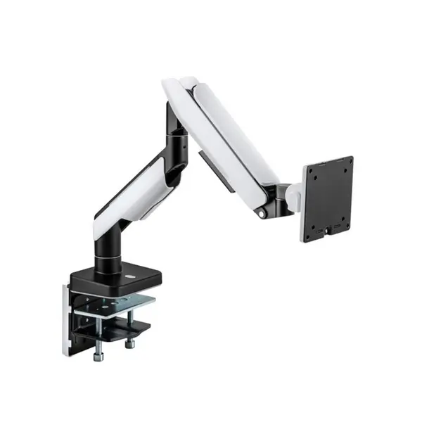 MXG HMA-12R Heavy Duty RGB Monitor Arm Matte White Edition, Support for Displays up to 49 Inches, Premium Aluminum Construction, Integrated RGB Lighting, Ergonomic Desk Mount Monitor Arm