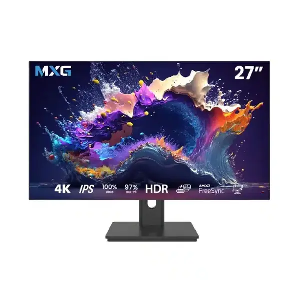 MXG P27IU-4K 27-Inch 4K UHD Professional Monitor, IPS Panel Technology, 10-Bit Color Support, 97% DCI-P3 Color Gamut, USB-C Connectivity with 65W Power Delivery, Height Adjustable Ergonomic Stand