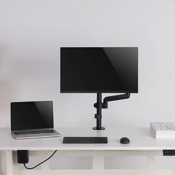 MXG PMA-12 Single Monitor Arm Mount, Pole-Mounted Design, Spring-Assisted Adjustment Mechanism, Adjustable Display Support, Ergonomic Monitor Positioning Solution