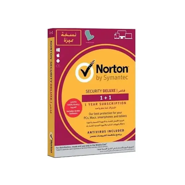 Norton Security Deluxe Software, 2 Devices, 1-Year License Protection Suite, Advanced Malware Defense, Multi-Device Digital Security Solution