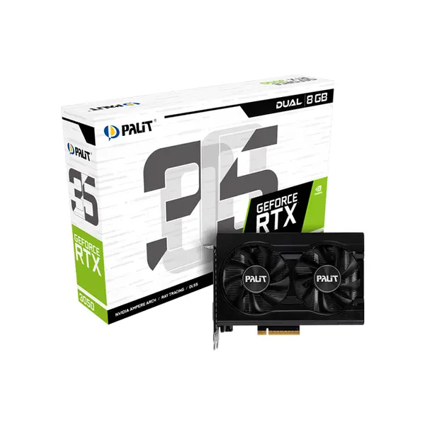 Palit GeForce RTX 3050 Dual 8GB Graphics Card, 8GB GDDR6 Memory, Dual Fan Cooling System, NVIDIA Ampere Architecture, High-Performance 1080p Gaming GPU