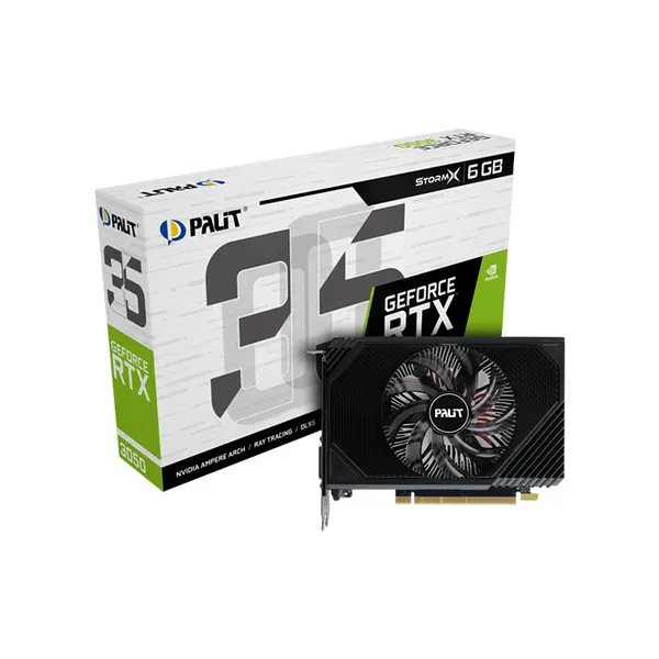 Palit GeForce RTX 3050 StormX 6GB Graphics Card, 6GB GDDR6 Memory, 1470MHz Boost Clock, Compact Single Fan Cooling Design, NVIDIA Ampere Gaming GPU