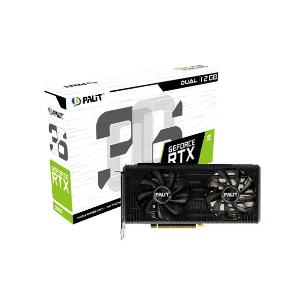 Palit GeForce RTX 3060 Dual 12GB Graphics Card, 12GB GDDR6 Memory, Dual Fan Cooling System, NVIDIA Ampere Architecture, High-Performance Gaming GPU