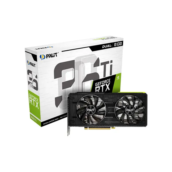 Palit GeForce RTX 3060 Ti Dual 8GB Graphics Card, 8GB GDDR6 Memory, Dual Fan Cooling Design, NVIDIA Ampere Architecture, High-Performance Gaming GPU