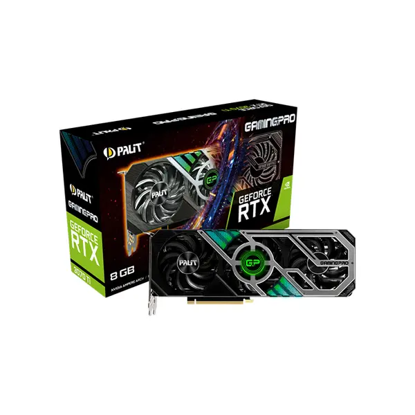 Palit GeForce RTX 3070 Ti GamingPro 8GB Graphics Card, 8GB GDDR6X Memory, Factory Overclocked Performance, Triple Fan Cooling Design, NVIDIA Ampere Gaming GPU