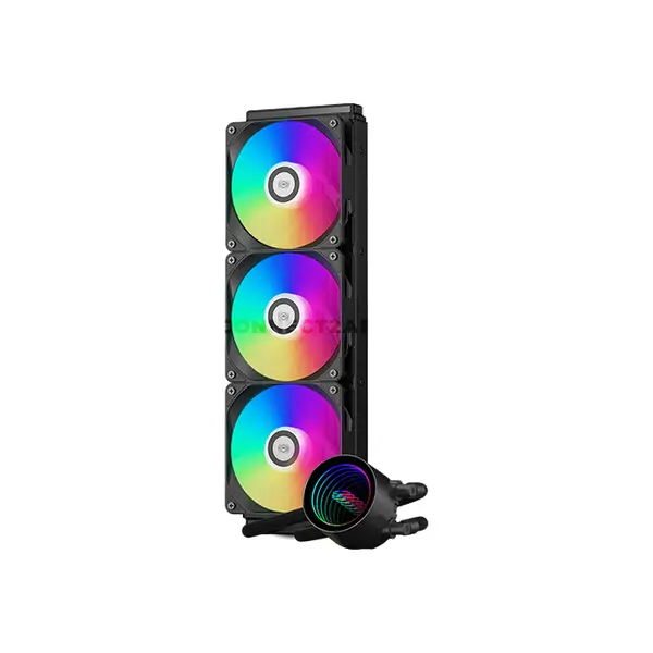 PCCOOLER DA360 V2 ARGB Black 360mm AIO Liquid CPU Cooler, 300W TDP, 3× 120mm PWM ARGB Fans, 400–2000 RPM, 80.74 CFM Airflow, 2600 RPM Pump, 394×120×27mm Radiator, Intel LGA1851/1700/1200/115X & AMD AM5/AM4
