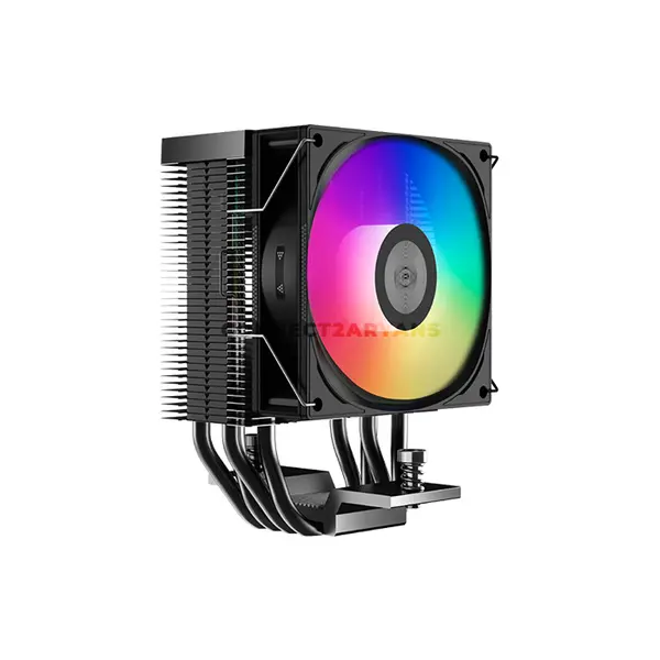 PCCOOLER R400 ARGB Black CPU Air Cooler, 180W TDP, 4× 6mm Heat Pipes, 92mm PWM ARGB Fan, 800–2200 RPM, Up to 40.94 CFM Airflow, 133mm Height, Intel LGA1851/1700/1200/115X & AMD AM5/AM4