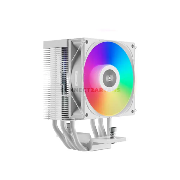 PCCOOLER R400 ARGB White CPU Air Cooler, 180W TDP, 4× 6mm Heat Pipes, 92mm PWM ARGB Fan, 800–2200 RPM, Up to 40.94 CFM Airflow, 133mm Height, Intel LGA1851/1700/1200/115X & AMD AM5/AM4
