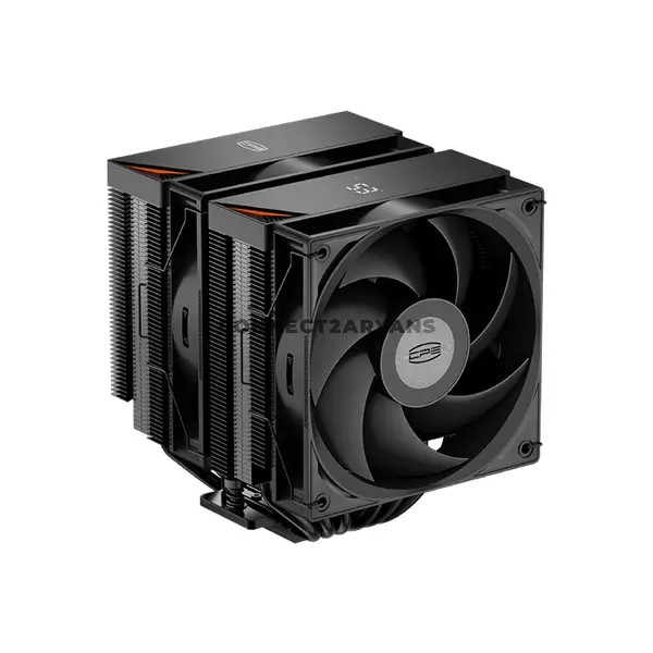 PCCOOLER RT620Pro Digital Black Dual-Tower CPU Air Cooler, 265W TDP, Digital Display Top Cover, 6× 6mm Heat Pipes, Dual 120mm PWM Fans, 500–2200 RPM, 73.32 CFM, 3.28mmH₂O, Intel LGA1851/1700/1200/115X & AMD AM5/AM4