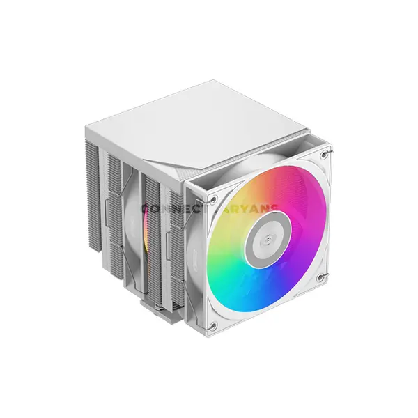 PCCOOLER RT720 TC ARGB White Dual-Tower CPU Air Cooler, 7× 6mm Heat Pipes, Dual 120mm PWM ARGB Fans, 500–2200 RPM, 73.32 CFM Airflow, 3.28mmH₂O Pressure, 157.5mm Height, Intel LGA1851/1700/1200/115X & AMD AM5/AM4