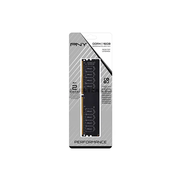 PNY Performance 16GB DDR4 3200MHz CL16 Desktop RAM, Single Channel, PC4-25600, 1.35V, Intel XMP Support, 3200MHz Memory Module