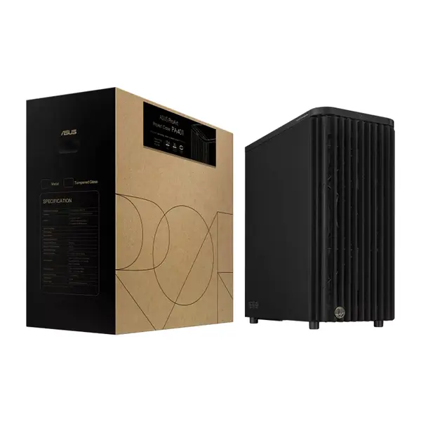 ASUS ProArt PA401 Wood Edition Metal Panel ATX Mid Tower Creator Case, Dual 160mm Front Fans, FSC-Certified Ash Wood Front Panel, USB 20Gbps Type-C Connectivity