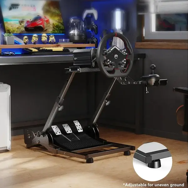 PXN-A10 Racing Wheel Stand, Foldable Adjustable Racing Simulator Frame, Carbon Steel Construction, Multi-Brand Steering Wheel Compatibility Gaming Cockpit Stand