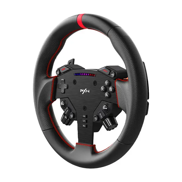 PXN VD6 Bundle Direct Drive Racing Wheel, 6Nm Force Feedback Torque, 280mm Steering Wheel, Hall Effect Pedal Set, Wired USB Connectivity, Professional Sim Racing Bundle for PC