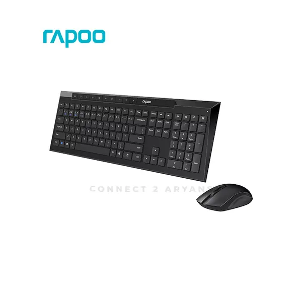 Rapoo 8210M Multi-Mode Wireless Keyboard & Mouse Combo Black, Bluetooth 5.0 & 2.4GHz Wireless Connectivity, 104-Key Full-Size Keyboard, 1300 DPI Optical Mouse, Multi-Device Desktop Combo