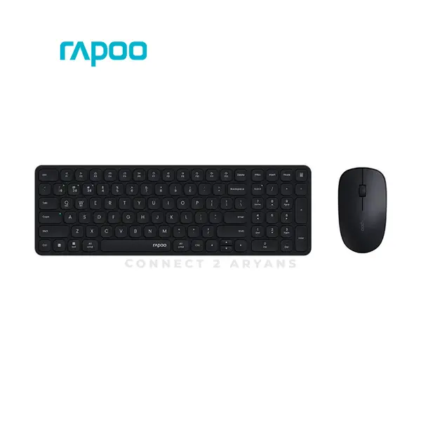 Rapoo 9320M Multi-Mode Wireless Keyboard & Mouse Combo Black, Bluetooth 5.0 & 2.4GHz Wireless Connectivity, Ultra-Slim Keyboard, 1300 DPI Optical Mouse, Multi-Device Desktop Combo