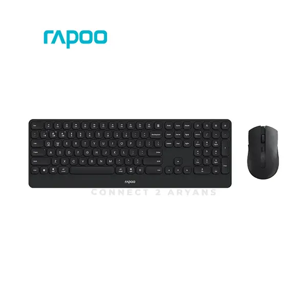 Rapoo 9510M Multi-Mode Wireless Keyboard & Mouse Combo Black, Bluetooth 5.0 & 2.4GHz Wireless Connectivity, Ultra-Slim Keyboard, 1600 DPI Adjustable Mouse, Multi-Device Desktop Combo