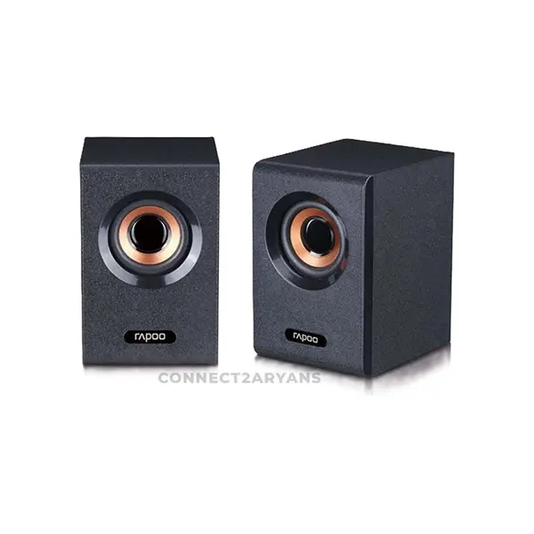 Rapoo A80 Wired Compact Stereo Speakers Black, Stereo Audio Output, USB Powered Design, 3.5mm Audio Input, Compact Desktop Speaker System