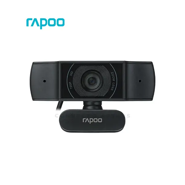 Rapoo C200 720P Webcam Black, HD 720P Video Resolution, Built-In Microphone, Plug-and-Play USB Connectivity, Adjustable Universal Clip Webcam