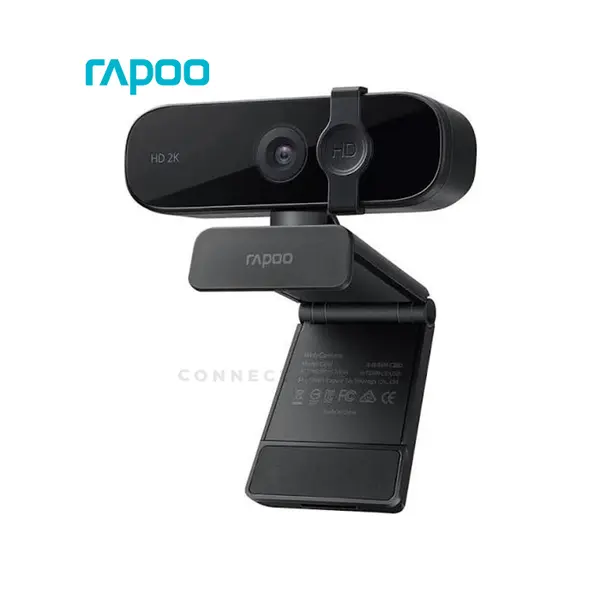 Rapoo C280 2K Webcam Black, 2560×1440 QHD Resolution, Built-In Dual Microphones, USB Plug-and-Play Connectivity, Auto Focus Webcam