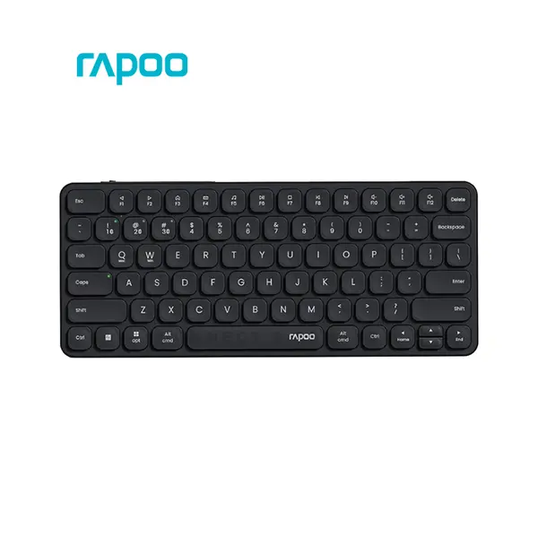 Rapoo E9050L Black Multi-Mode Wireless Keyboard, 78-Key Compact Layout, Bluetooth 5.0 & 2.4GHz Wireless, Ultra-Slim 5.3mm Design, Rechargeable Battery, Aluminum Alloy Frame