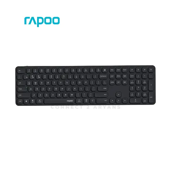 Rapoo E9550L Wireless Rechargeable Keyboard Black, 110-Key Full-Size Layout, Bluetooth 5.0 & 2.4GHz Wireless, Ultra-Slim Design, Aluminum Alloy Frame, Multi-Device Keyboard
