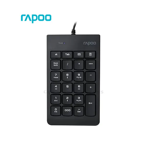 Rapoo K10 Wired Numeric NumberPad Keyboard, 23-Key USB Numeric Keypad, Membrane Key Switches, Multimedia Shortcut Keys, Compact Ergonomic Design, Black
