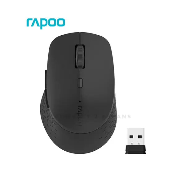 Rapoo M300 Silent Multi-Mode Wireless Optical Mouse, Bluetooth 3.0/4.0/5.0 & 2.4GHz Connectivity, Adjustable 1600 DPI Sensor, Silent Click Design Dark Grey