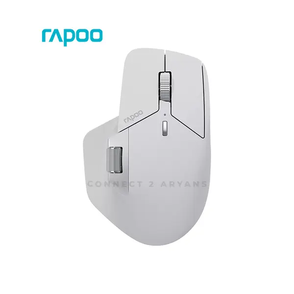 Rapoo MT760L Multi-Mode Wireless Ergonomic Mouse, Bluetooth 5.0/4.0 & 2.4GHz Connectivity, Adjustable 4000 DPI Sensor, 10 Programmable Buttons, Rechargeable Battery, Grey